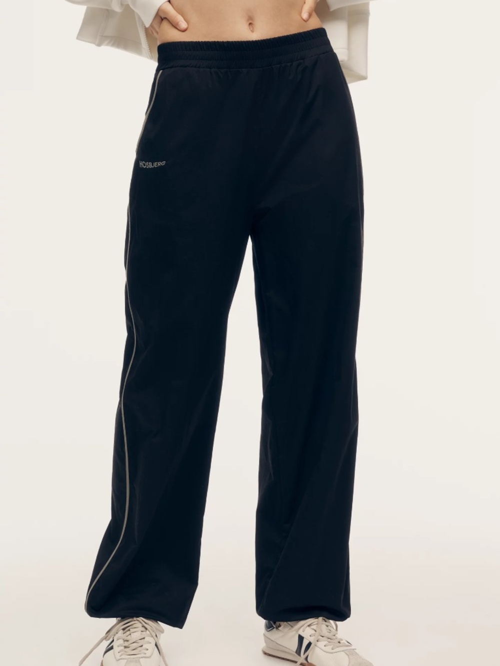Anthropologie Hosjberg Sadie Track Pants Black with Green Trim size XL nwt